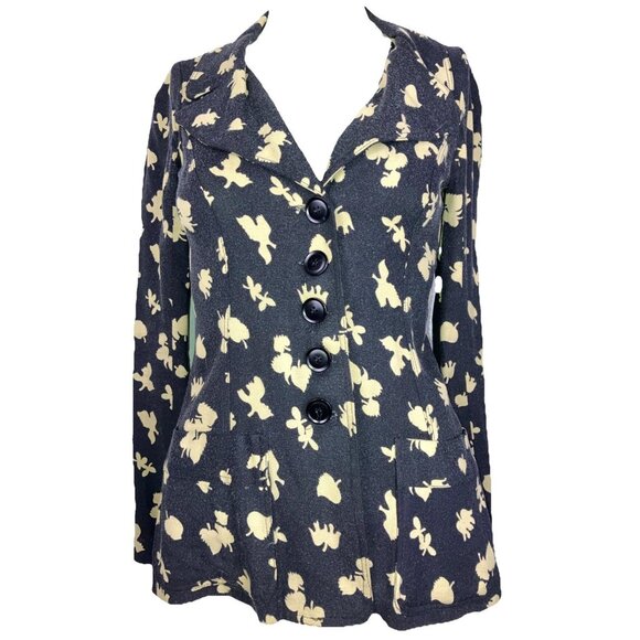 RARE Biba Vintage 70s Signature Print Jacket S Gray - Picture 1 of 7